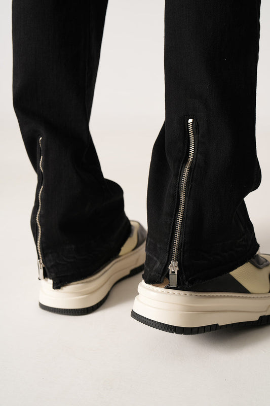 JEAN FLARE Black Zipped
