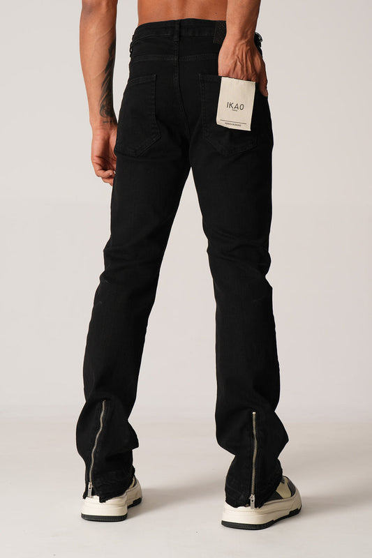 JEAN FLARE Black Zipped