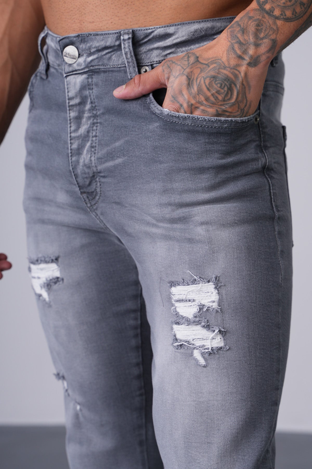 JEAN ZIPPED  - GREY 309